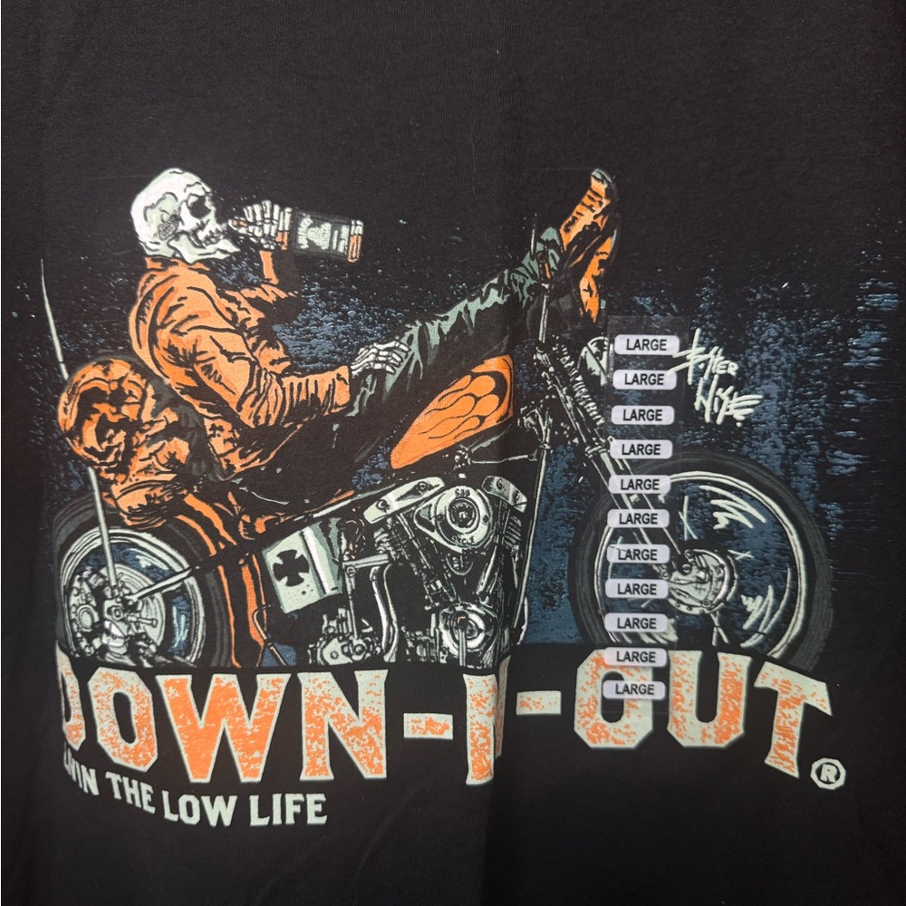 Edgy Black Graphic Tee with Motorcycle Design
